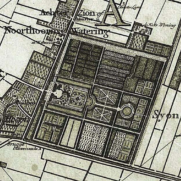 Buitenplaats Sion op de kaart van Kruikius 1712